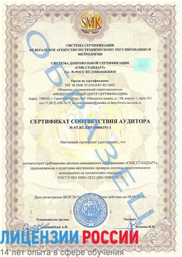Образец сертификата соответствия аудитора №ST.RU.EXP.00006191-1 Алупка Сертификат ISO 50001